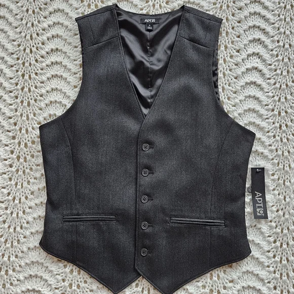 NWT Apt. 9 Men's Herringbone Vest Charcoal Gray Size Small - Picture 5 of 11